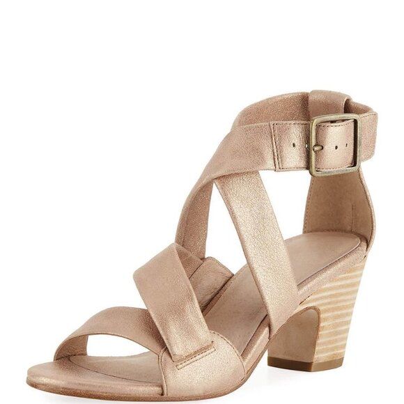 EILEEN Fisher "Patsy" Light Gold Block Heel Sandal - Picture 1 of 9